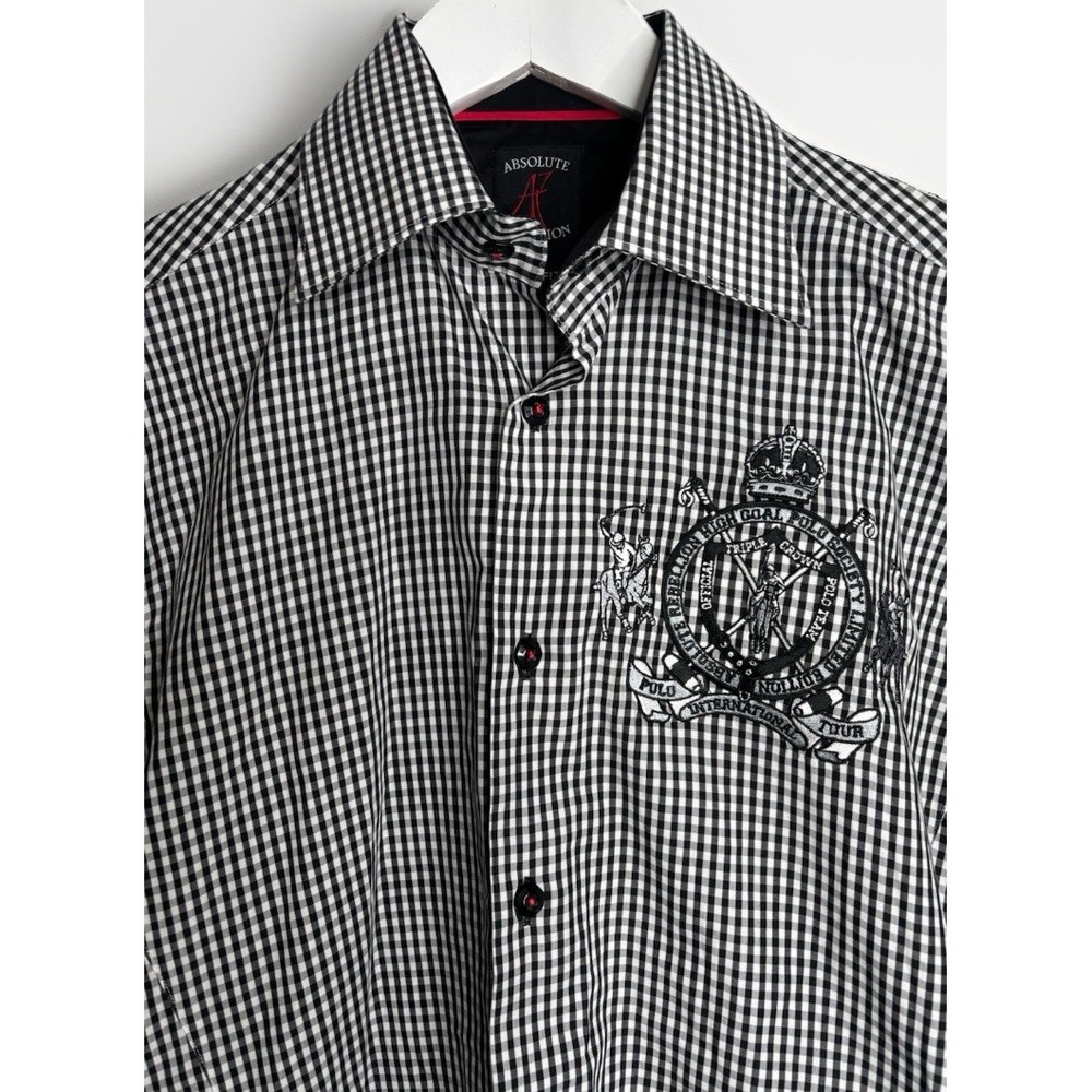 Mens Absolute Rebellion Shirt‎ Black White Embroidered Jockey Shirt France Small